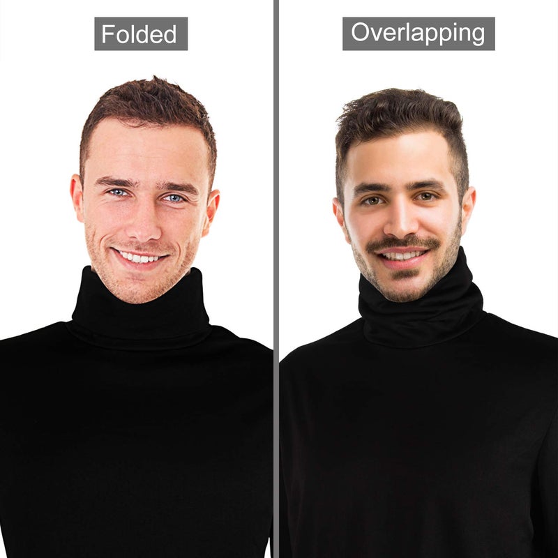 TUPARKA Mens Turtleneck Soft Long Sleeve Top Ski Golf Thermal T-Shirt Jumper Large Size Black (XL) - Image 5